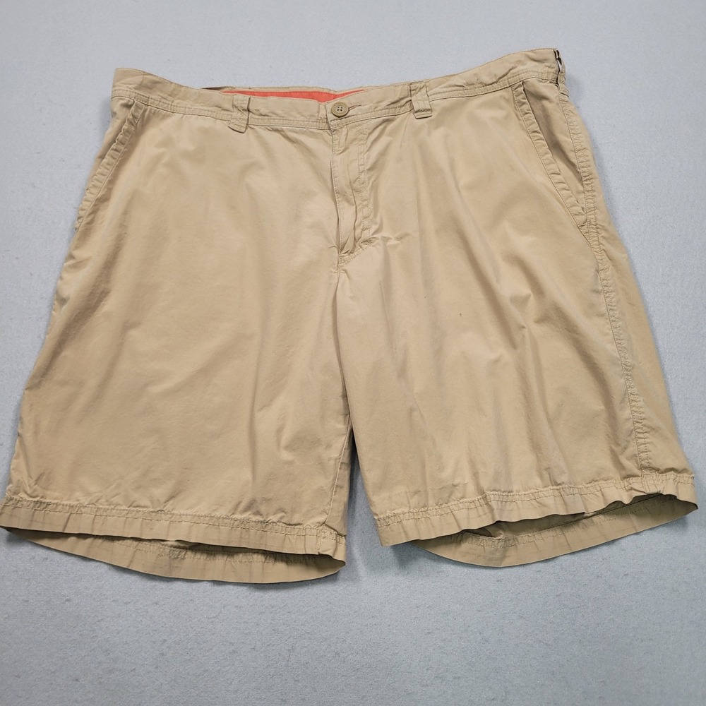 Columbia Sportswear Mens 40 Khaki Tan Cotton Casual Flat Front Shorts 10 Inch